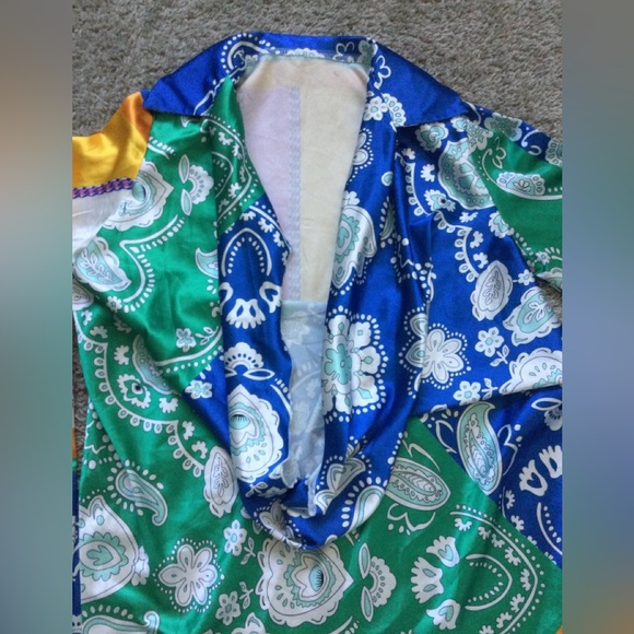 Silky Collared Deep Cowl-neck Shirt Dress - Picture 3 of 12